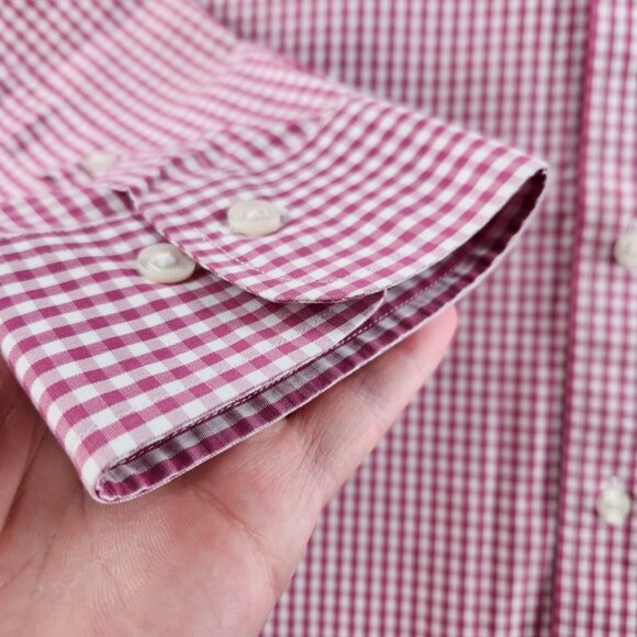 Brooks Brothers Madison Large Non-iron Magenta Check Long Sleeve Button Up Shirt - Picture 5 of 16